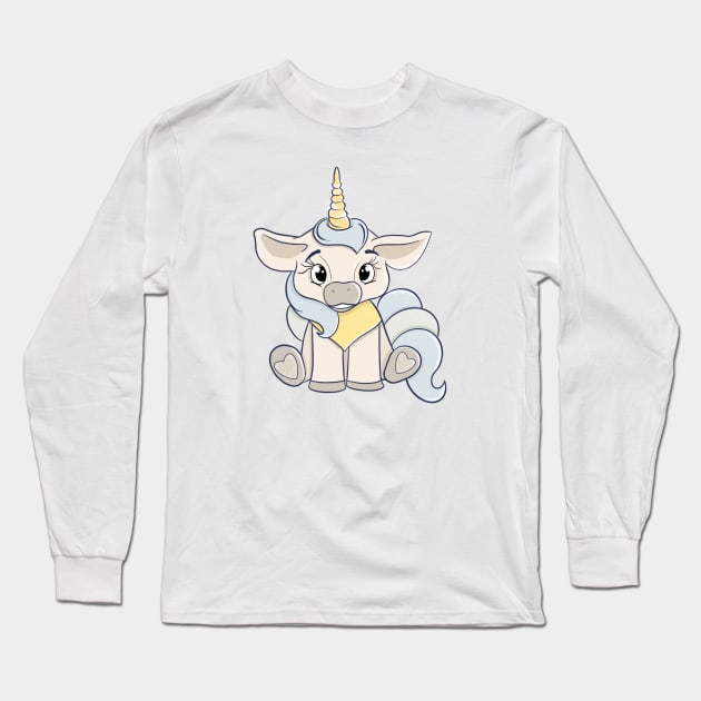 Cute baby unicorn, unicorns lovers, cartoon horse, blue unicorn Long Sleeve T-Shirt by PrimeStore